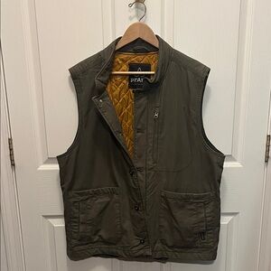 Prana Men's Khaki Vest with Mustard Lining